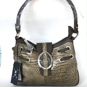 M.C. Marc Chantal Snakeskin Design Olive bag NWT